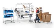 Treston packing trolleys are modular and provide extra storage space.